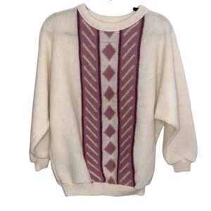 Vintage Alafoss Sweater Womens Large Wool Icewool Icelandic Geometric 60s 70s